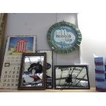 A quantity of breweriana including mirror, enamel sign metal wall plaque etc.