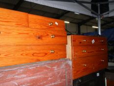 2 pine and plywood drawer unit