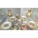 A mixed lot of brass items including oriental.