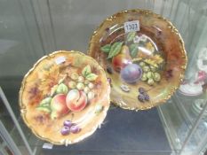 2 hand painted fruit decorated plates.