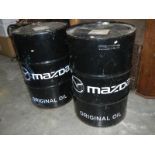 2 45 gallon oil drums branded Mazda