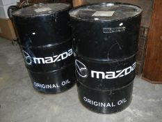 2 45 gallon oil drums branded Mazda