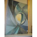 A N Rushton oil on board painting entitled 'Spheres and Circles' dated 1971, inscribed verso.