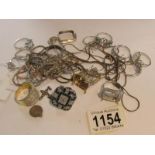 A mixed lot of silver jewellery including rings (missing stones).