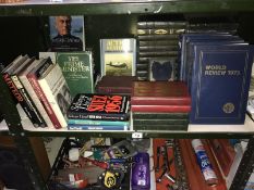 A shelf of books,
