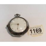 A 19th century silver cased Verge pocket watch in silver protective case, marked Geo.