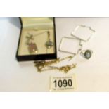 5 items of silver jewellery including stone set gold cross, 6 pendant earrings etc.