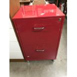 A red retro 2 drawer filing cabinet