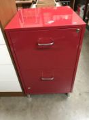 A red retro 2 drawer filing cabinet