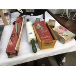 A nut brown rolling pin & other kitchenalia including Tala & Spong