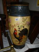 A large hand painted vase, a/f.