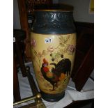 A large hand painted vase, a/f.