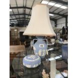 A Wedgwood lamp & lidded dish