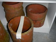 3 terracotta chimney pots