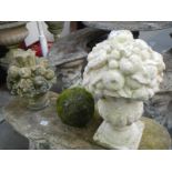 One stone and one resin decorative flower garden ornaments with stone ball