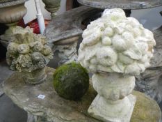 One stone and one resin decorative flower garden ornaments with stone ball