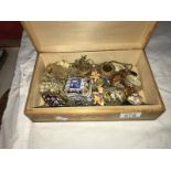 A jewellery box and mixed lot of vintage costume jewellery