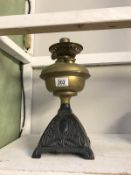 A Victorian oil lamp base and vessel