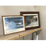 A framed and glazed photo of the Red Arrows with Concorde and framed and glazed photo of a Spitfire