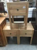 3 bedside tables with single drawers