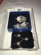 3 costume jewellery brooches and earrings/pendant set