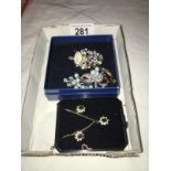 3 costume jewellery brooches and earrings/pendant set