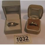 2 9ct white gold rings hall marked B Bros, 375 London and B.