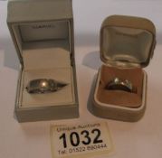 2 9ct white gold rings hall marked B Bros, 375 London and B.