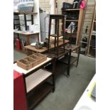 3 1930's tea trolleys, cutlery box etc.