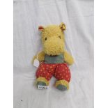 A Steff soft toy of a Hippo wearing star spangled trousers, a/f.