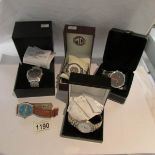 5 wrist watches including Longines, MGB Roadster, Amadeus, Grant of London etc.