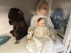 2 vintage dolls and a Koala teddy bear