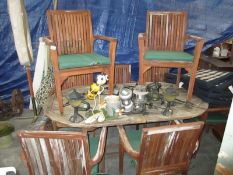 A wooden garden table and chair set (8 chairs)