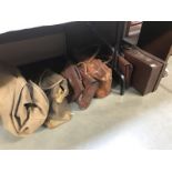 A quantity of vintage suitcases, briefcase & holdalls etc.