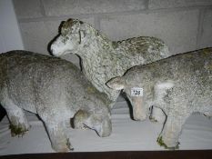 3 plastic garden ornaments of sheep