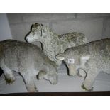 3 plastic garden ornaments of sheep