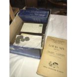 A mixed lot including empty albums for British coins, oak jewellery box,