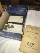 A mixed lot including empty albums for British coins, oak jewellery box,