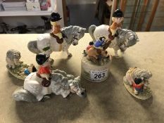 3 porcelain Thelwell pony figures and 3 other Thelwell pieces