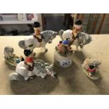 3 porcelain Thelwell pony figures and 3 other Thelwell pieces