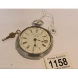 A chronograph Victorian Fusee silver pocket watch - mechanism marked S Solomon, Manchester.