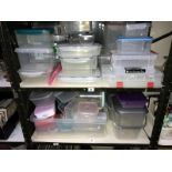 2 shelves of storage boxes