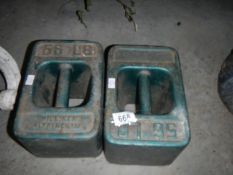 2 56LB cast iron weights