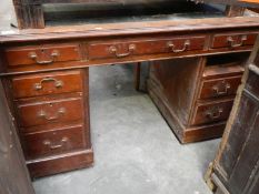 An old kneehole desk A/F (drawer missing)
