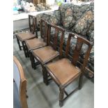 A set of 4 x 1930's oak dining chairs