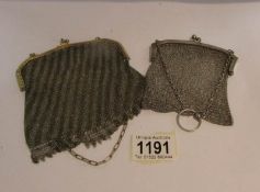 A silver mesh purse and one other.