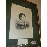 An original antique engraved portrait of Lord Byron, printed in New York circa 1865 by Fords,