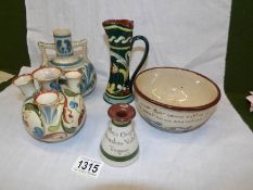 5 items of studio pottery including motto ware.