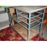 A metal framed work table