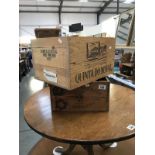 2 French wooden wine boxes